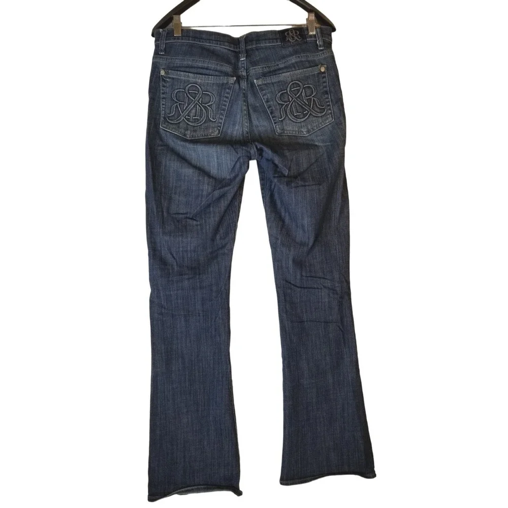 Rock & Republic Women's Dark Blue Embroidered Pocket Bootcut Jeans